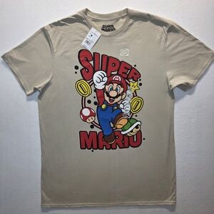Super Mario Nintendo Graphic T-Shirt Beige Size L New With Tags